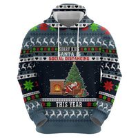 Sorry Kids Santa Is Social Distancing This Year Christmas Zip Hoodie Xmas Holiday Patterns - Wonder Print Shop