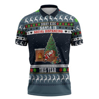 Sorry Kids Santa Is Social Distancing This Year Christmas Zipper Polo Shirt Xmas Holiday Patterns - Wonder Print Shop