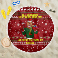 Spend Time With My Mastiff Christmas Beach Blanket Xmas Holiday Patterns - Wonder Print Shop
