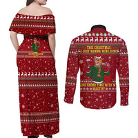 Spend Time With My Mastiff Christmas Couples Matching Off Shoulder Maxi Dress and Long Sleeve Button Shirt Xmas Holiday Patterns - Wonder Print Shop