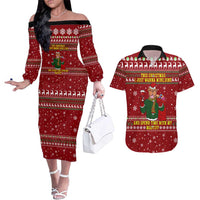 Spend Time With My Mastiff Christmas Couples Matching Off The Shoulder Long Sleeve Dress and Hawaiian Shirt Xmas Holiday Patterns - Wonder Print Shop