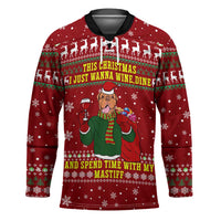 Spend Time With My Mastiff Christmas Hockey Jersey Xmas Holiday Patterns - Wonder Print Shop