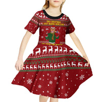 Spend Time With My Mastiff Christmas Kid Short Sleeve Dress Xmas Holiday Patterns - Wonder Print Shop