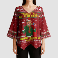 Spend Time With My Mastiff Christmas Kimono Sleeve Blouse Xmas Holiday Patterns - Wonder Print Shop