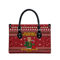 Spend Time With My Mastiff Christmas Leather Bag Xmas Holiday Patterns - Wonder Print Shop