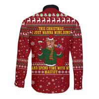 Spend Time With My Mastiff Christmas Long Sleeve Button Shirt Xmas Holiday Patterns - Wonder Print Shop