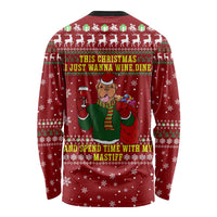 Spend Time With My Mastiff Christmas Long Sleeve Shirt Xmas Holiday Patterns - Wonder Print Shop