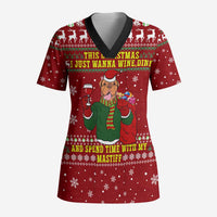 Spend Time With My Mastiff Christmas Scrub Top Xmas Holiday Patterns - Wonder Print Shop