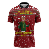 Spend Time With My Mastiff Christmas Zipper Polo Shirt Xmas Holiday Patterns - Wonder Print Shop