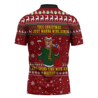 Spend Time With My Mastiff Christmas Zipper Polo Shirt Xmas Holiday Patterns - Wonder Print Shop