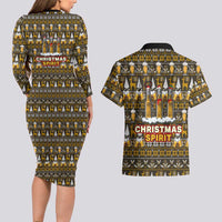 Spirit Beer Christmas Couples Matching Long Sleeve Bodycon Dress and Hawaiian Shirt Xmas Holiday Patterns - Wonder Print Shop