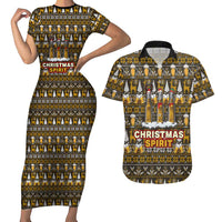 Spirit Beer Christmas Couples Matching Short Sleeve Bodycon Dress and Hawaiian Shirt Xmas Holiday Patterns - Wonder Print Shop