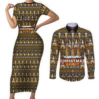Spirit Beer Christmas Couples Matching Short Sleeve Bodycon Dress and Long Sleeve Button Shirt Xmas Holiday Patterns - Wonder Print Shop