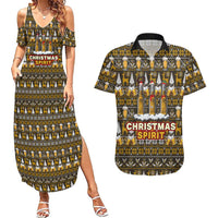 Spirit Beer Christmas Couples Matching Summer Maxi Dress and Hawaiian Shirt Xmas Holiday Patterns - Wonder Print Shop