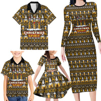 Spirit Beer Christmas Family Matching Long Sleeve Bodycon Dress and Hawaiian Shirt Xmas Holiday Patterns - Wonder Print Shop