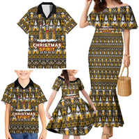 Spirit Beer Christmas Family Matching Mermaid Dress and Hawaiian Shirt Xmas Holiday Patterns - Wonder Print Shop