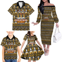 Spirit Beer Christmas Family Matching Off The Shoulder Long Sleeve Dress and Hawaiian Shirt Xmas Holiday Patterns - Wonder Print Shop
