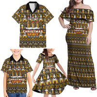 Spirit Beer Christmas Family Matching Off Shoulder Maxi Dress and Hawaiian Shirt Xmas Holiday Patterns - Wonder Print Shop