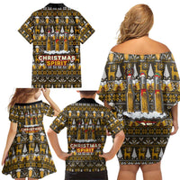 Spirit Beer Christmas Family Matching Off Shoulder Short Dress and Hawaiian Shirt Xmas Holiday Patterns - Wonder Print Shop