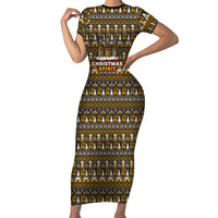 Spirit Beer Christmas Family Matching Short Sleeve Bodycon Dress and Hawaiian Shirt Xmas Holiday Patterns - Wonder Print Shop