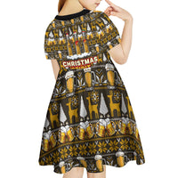 Spirit Beer Christmas Kid Short Sleeve Dress Xmas Holiday Patterns - Wonder Print Shop