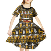Spirit Beer Christmas Kid Short Sleeve Dress Xmas Holiday Patterns - Wonder Print Shop