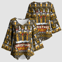 Spirit Beer Christmas Kimono Sleeve Blouse Xmas Holiday Patterns - Wonder Print Shop