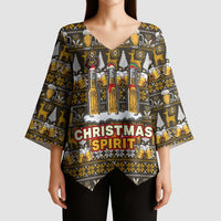 Spirit Beer Christmas Kimono Sleeve Blouse Xmas Holiday Patterns - Wonder Print Shop