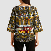 Spirit Beer Christmas Kimono Sleeve Blouse Xmas Holiday Patterns - Wonder Print Shop