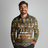 Spirit Beer Christmas Long Sleeve Polo Shirt Xmas Holiday Patterns - Wonder Print Shop