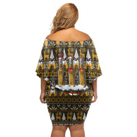Spirit Beer Christmas Off Shoulder Short Dress Xmas Holiday Patterns - Wonder Print Shop