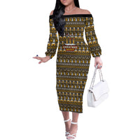 Spirit Beer Christmas Off The Shoulder Long Sleeve Dress Xmas Holiday Patterns - Wonder Print Shop
