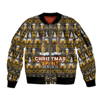 Spirit Beer Christmas Sleeve Zip Bomber Jacket Xmas Holiday Patterns - Wonder Print Shop