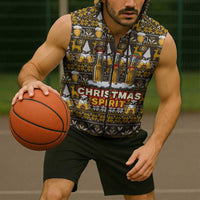 Spirit Beer Christmas Sleeveless Zip Hoodie Xmas Holiday Patterns - Wonder Print Shop