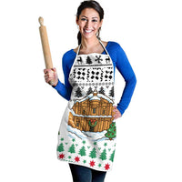 Jordan Christmas Apron with Petra Monastery Snow Christmas Trees and Candy Cane Pattern - Wonder Print Shop