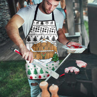 Jordan Christmas Apron with Petra Monastery Snow Christmas Trees and Candy Cane Pattern - Wonder Print Shop