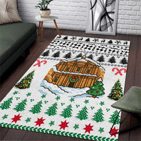 Jordan Christmas Area Rug with Petra Monastery Snow Christmas Trees and Candy Cane Pattern - Wonder Print Shop
