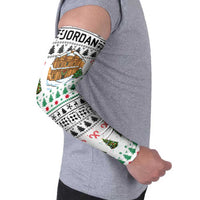 Jordan Christmas Arm Sleeves with Petra Monastery Snow Christmas Trees and Candy Cane Pattern - Wonder Print Shop