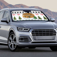 Jordan Christmas Auto Sun Shade with Petra Monastery Snow Christmas Trees and Candy Cane Pattern - Wonder Print Shop