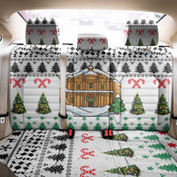 Jordan Christmas Back Car Seat Cover with Petra Monastery Snow Christmas Trees and Candy Cane Pattern - Wonder Print Shop