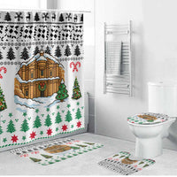 Jordan Christmas Bathroom Set with Petra Monastery Snow Christmas Trees and Candy Cane Pattern - Wonder Print Shop