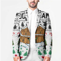 Jordan Christmas Blazer with Petra Monastery Snow Christmas Trees and Candy Cane Pattern - Wonder Print Shop