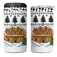 Jordan Christmas 4 in 1 Can Cooler Tumbler with Petra Monastery Snow Christmas Trees and Candy Cane Pattern - Wonder Print Shop