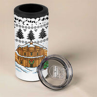 Jordan Christmas 4 in 1 Can Cooler Tumbler with Petra Monastery Snow Christmas Trees and Candy Cane Pattern - Wonder Print Shop