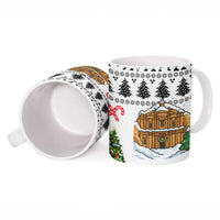 Jordan Christmas Ceramic Mug with Petra Monastery Snow Christmas Trees and Candy Cane Pattern - Wonder Print Shop