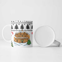 Jordan Christmas Ceramic Mug with Petra Monastery Snow Christmas Trees and Candy Cane Pattern - Wonder Print Shop