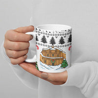 Jordan Christmas Ceramic Mug with Petra Monastery Snow Christmas Trees and Candy Cane Pattern - Wonder Print Shop