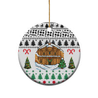 Jordan Christmas Ceramic Ornament with Petra Monastery Snow Christmas Trees and Candy Cane Pattern - Wonder Print Shop