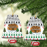 Jordan Christmas Ceramic Ornament with Petra Monastery Snow Christmas Trees and Candy Cane Pattern - Wonder Print Shop