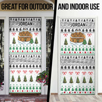 Jordan Christmas Door Cover with Petra Monastery Snow Christmas Trees and Candy Cane Pattern - Wonder Print Shop
